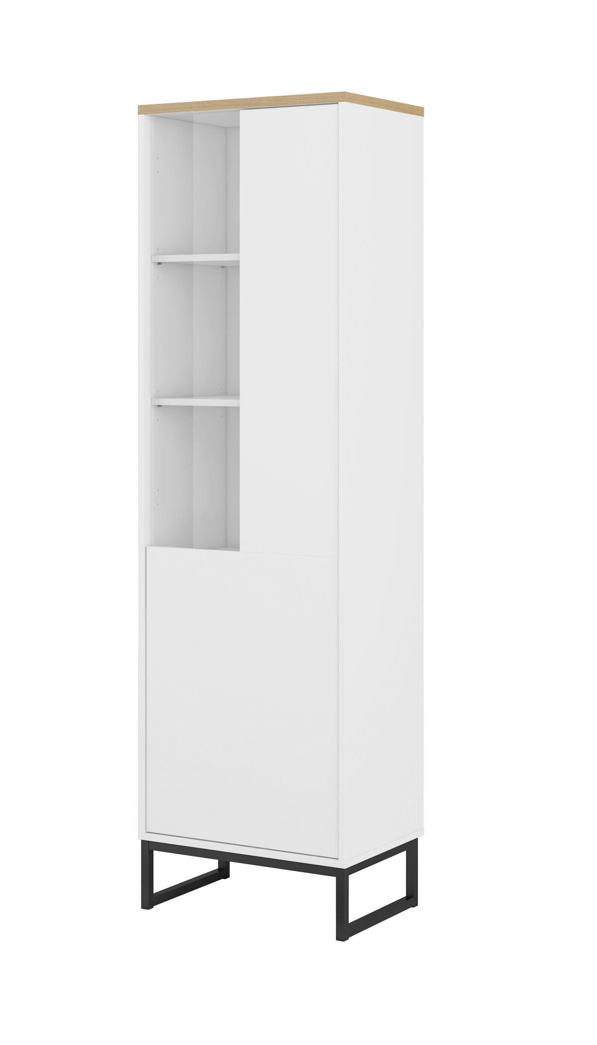 VITRINE Alto in Weiß, Eichefarben  - Eichefarben/Schwarz, Design, Glas/Holzwerkstoff (53,4/180,7/36,5cm) - MID.YOU