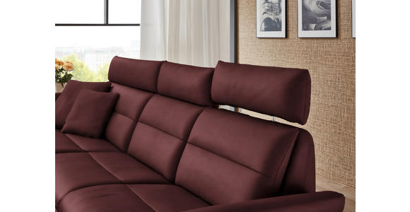 ECKSOFA in Echtleder Bordeaux  169/298 cm  - Bordeaux/Schwarz, Design, Leder/Metall (169/298cm) - Dieter Knoll