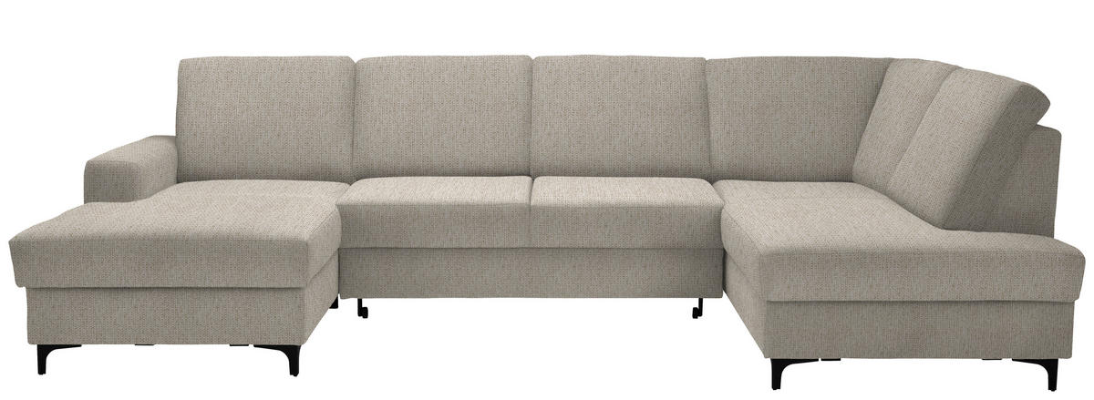 WOHNLANDSCHAFT in Webstoff Beige  - Beige/Schwarz, Konventionell, Textil/Metall (167/317/185cm) - Stylife