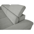 ECKSOFA in Cord Grau  - Silberfarben/Grau, Design, Textil/Metall (250/167cm) - Xora