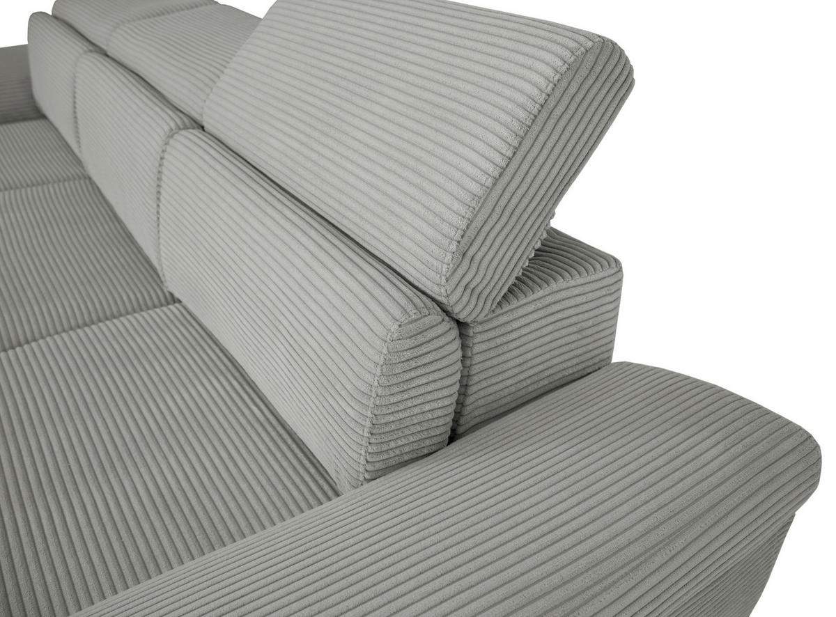 ECKSOFA in Cord Grau  - Silberfarben/Grau, Design, Textil/Metall (250/167cm) - Xora
