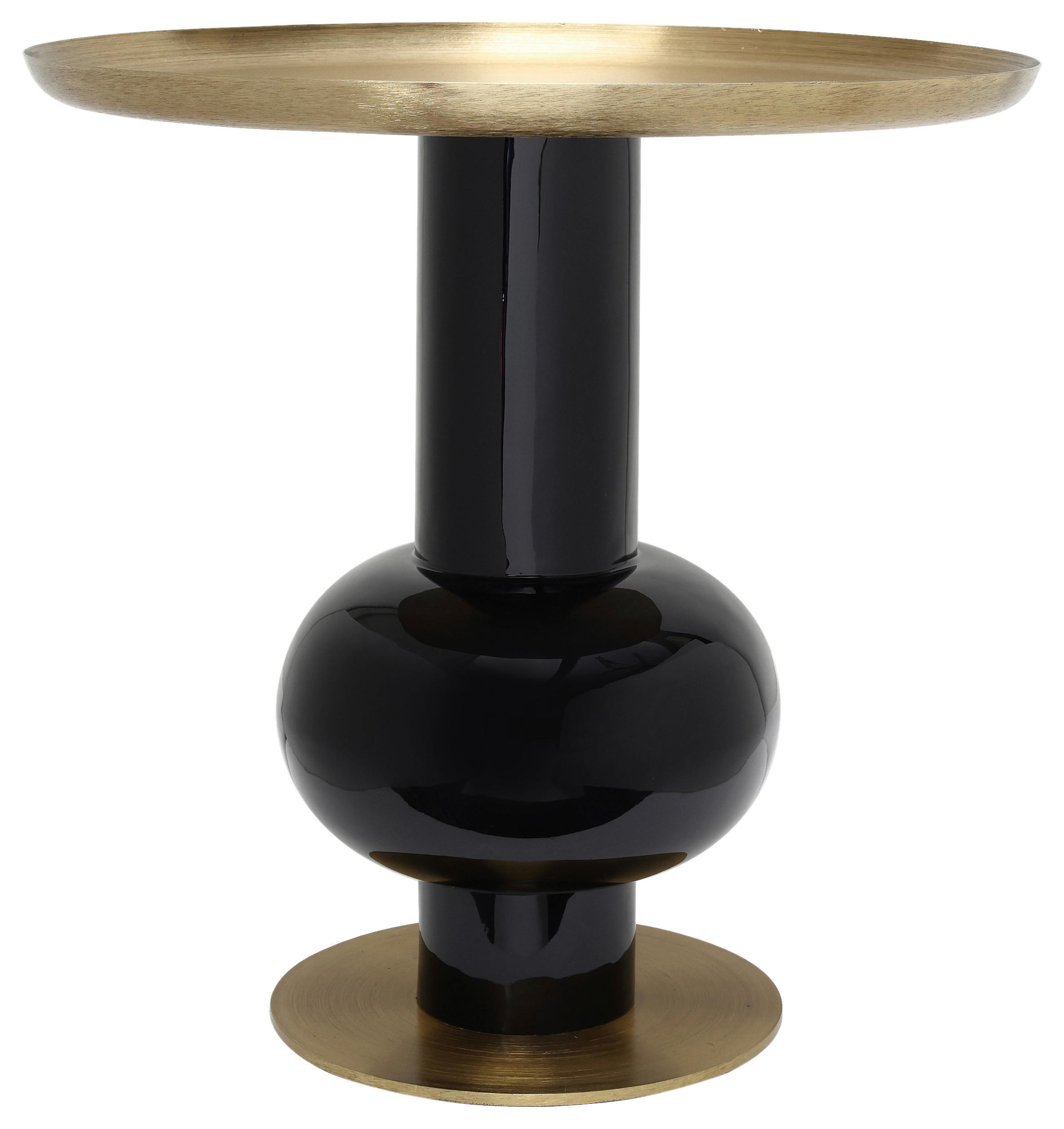 BEISTELLTISCH Schwarz, Goldfarben rund  - Schwarz Hochglanz/Goldfarben, Design, Metall (50/50cm) - Kayoom