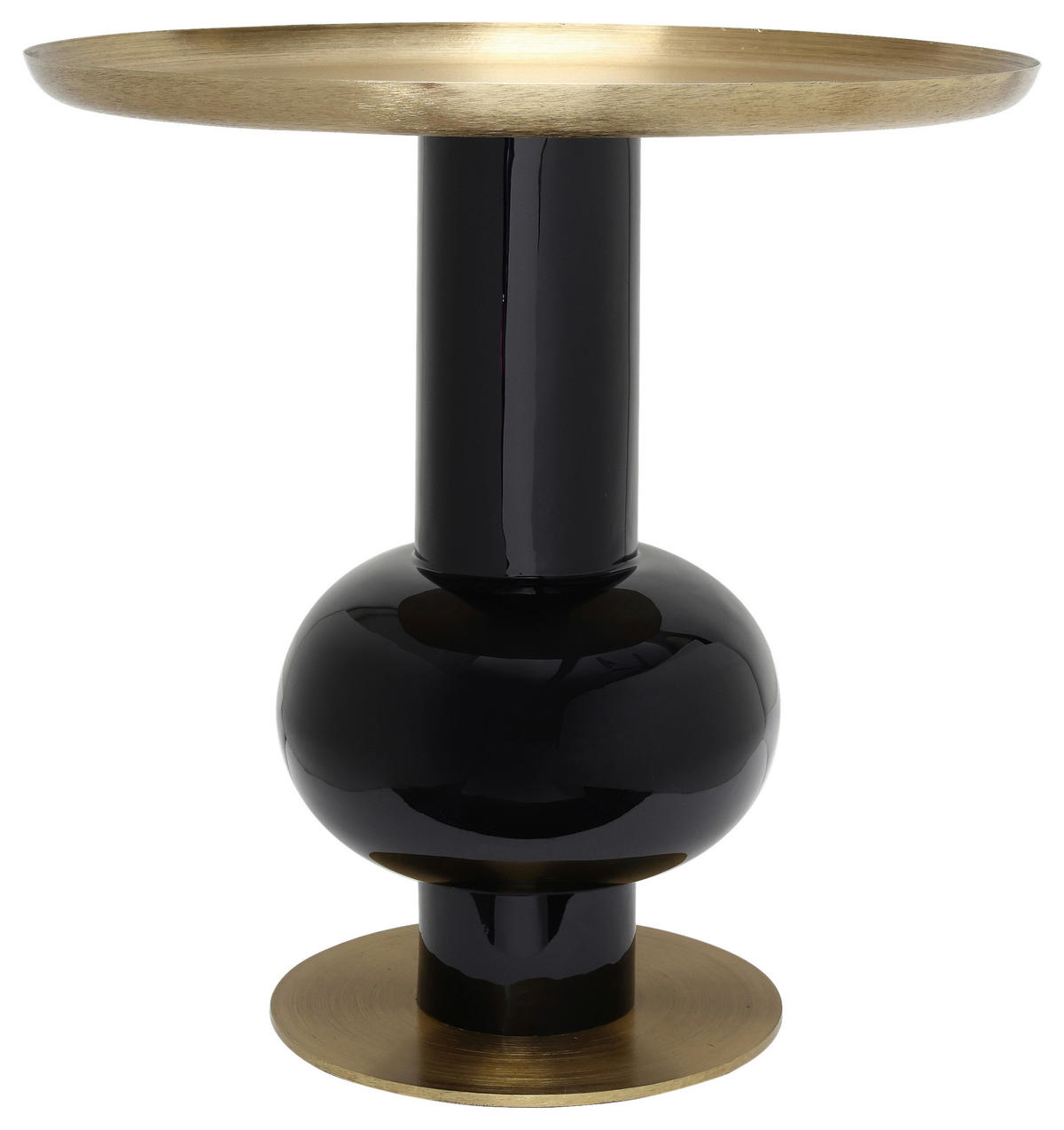BEISTELLTISCH Schwarz, Goldfarben rund  - Schwarz Hochglanz/Goldfarben, Design, Metall (50/50cm) - Kayoom