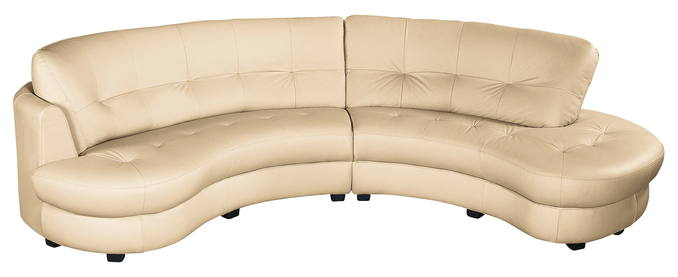 ECKSOFA Beige Echtleder Lederlook  - Beige/Schwarz, Design, Leder/Kunststoff (300/113cm) - Livetastic