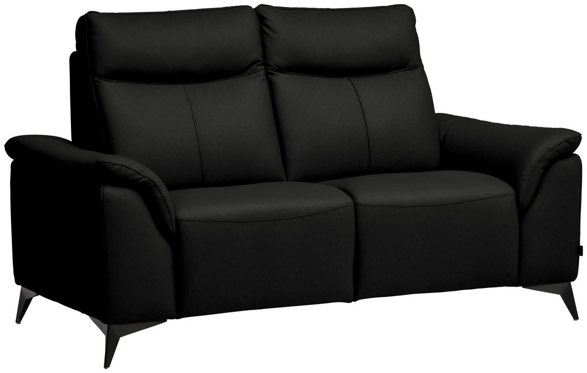 2-SITZER-SOFA Echtleder Schwarz  - Schwarz, Design, Leder/Metall (176/105/98cm) - Belluti