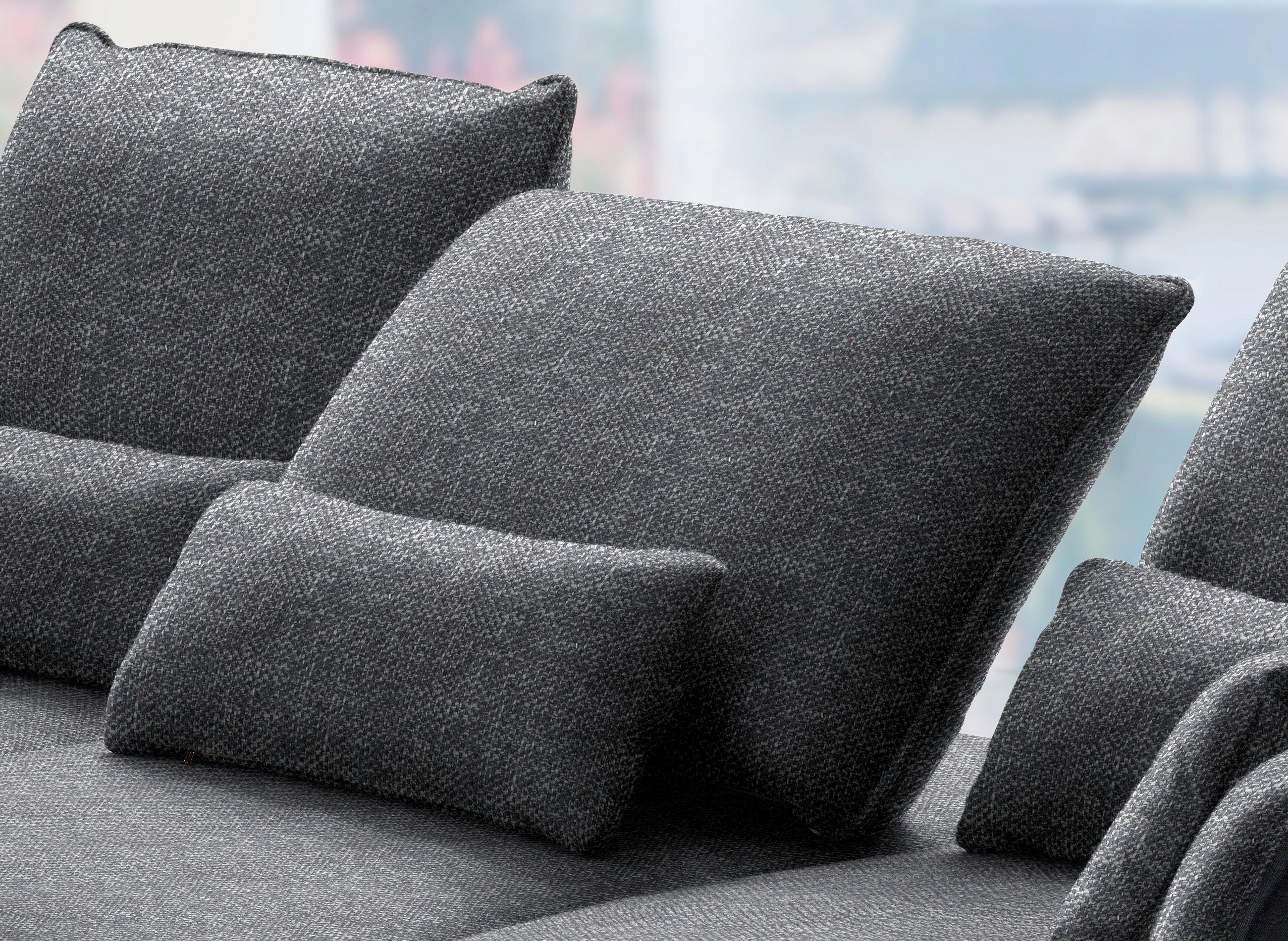 ECKSOFA in Flachgewebe Anthrazit  191/301 cm  - Anthrazit/Schwarz, Design, Textil/Metall (191/301cm) - Moderano