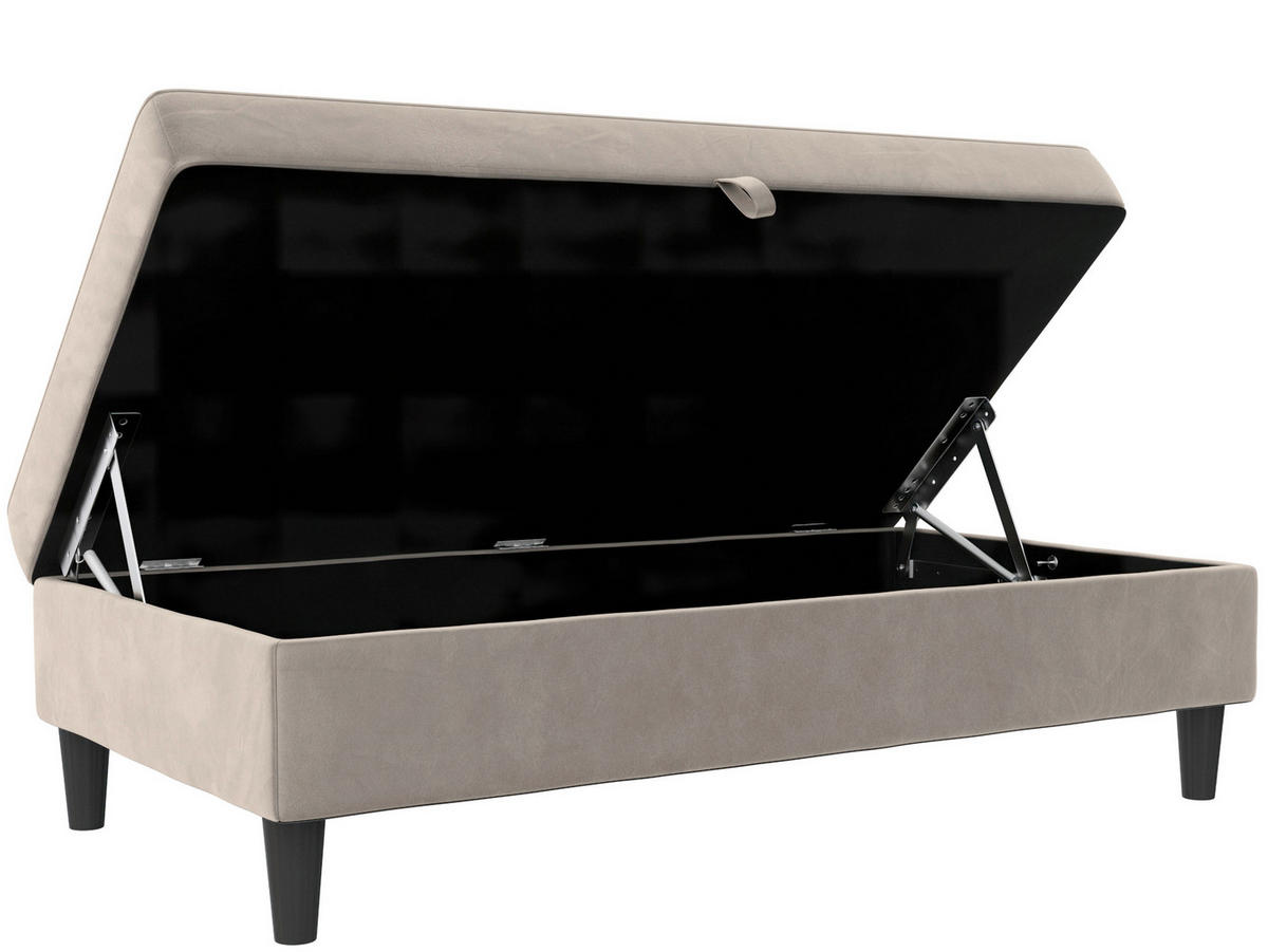HOCKER in Textil Taupe  - Taupe/Schwarz, Basics, Kunststoff/Textil (130/43/69cm) - Livetastic