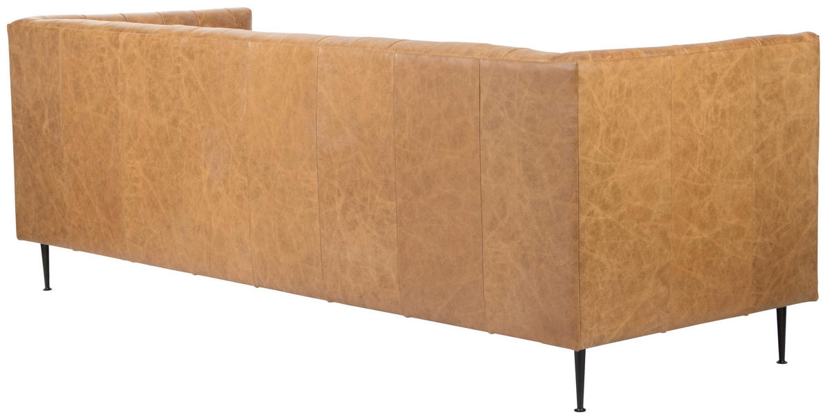 CHESTERFIELD-SOFA Echtleder Cognac  - Cognac/Schwarz, LIFESTYLE, Leder/Metall (164,5/81/73,5cm) - Livetastic