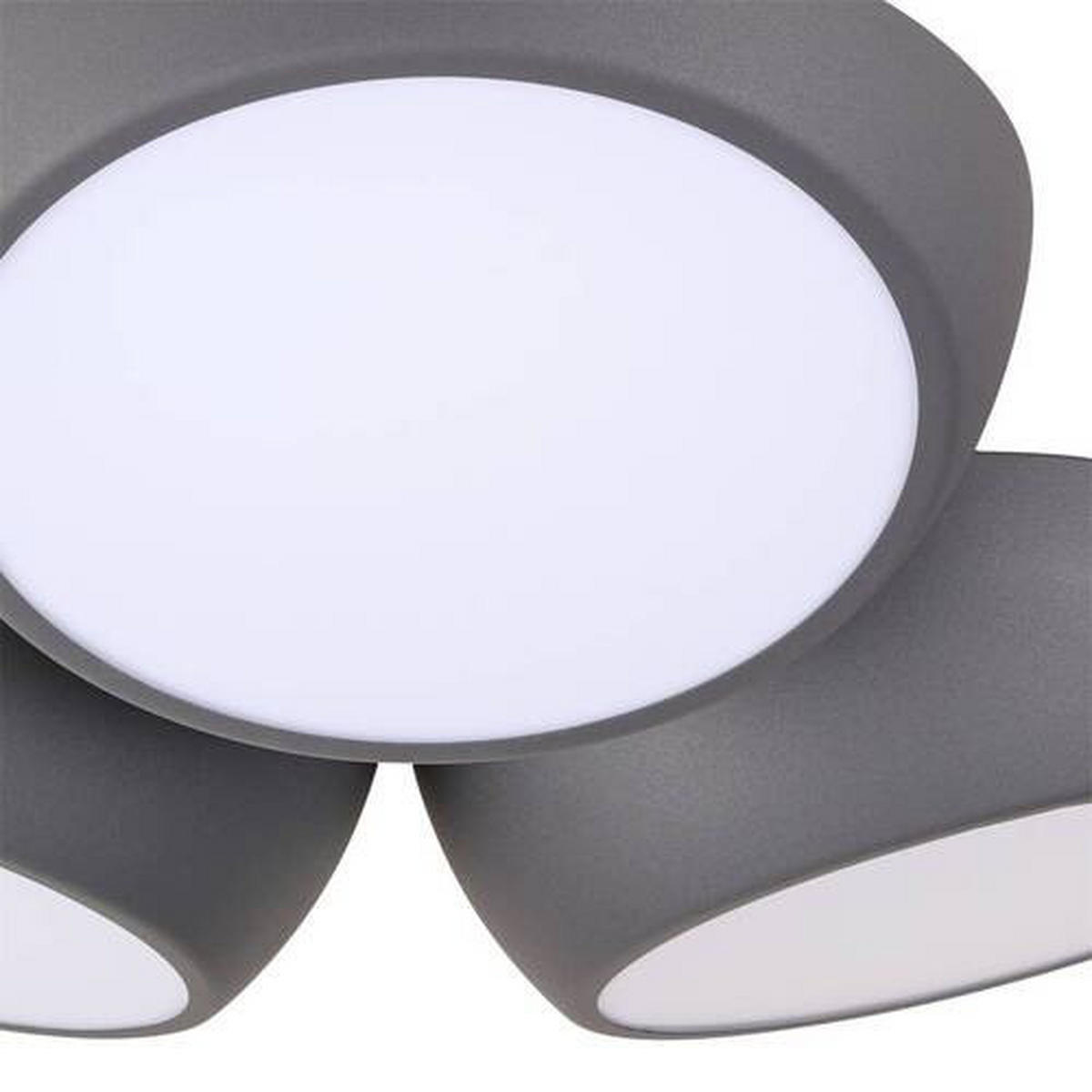 STROPNÍ LED SVÍTIDLO, 52/48,5/12,5 cm - antracitová, Lifestyle, kov (52/48,5/12,5cm) - Novel