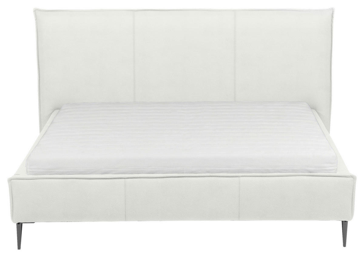 POLSTERBETT 160/200 cm,  in Weiß, gepolstertes Kopfteil, Lattenrost, Bettkasten,  - Schwarzchrom/Weiß, KONVENTIONELL, Leder/Holz (160/200cm) - Esposa