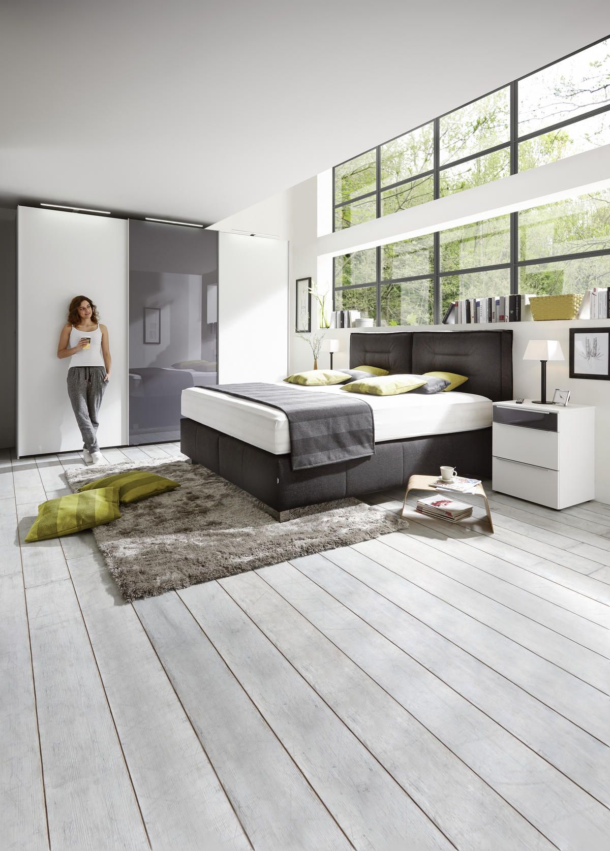 BOXSPRING KREVET 180/200 cm     crna  - crna/boje aluminija, Design, tekstil/metal (180/200cm) - Dieter Knoll
