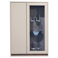 Vitrină Suspendată  in culoare lemn de nuc, cașmir  - cașmir/culoare lemn de nuc, Design, sticlă/material pe bază de lemn (78/113/36cm) - Hom`in