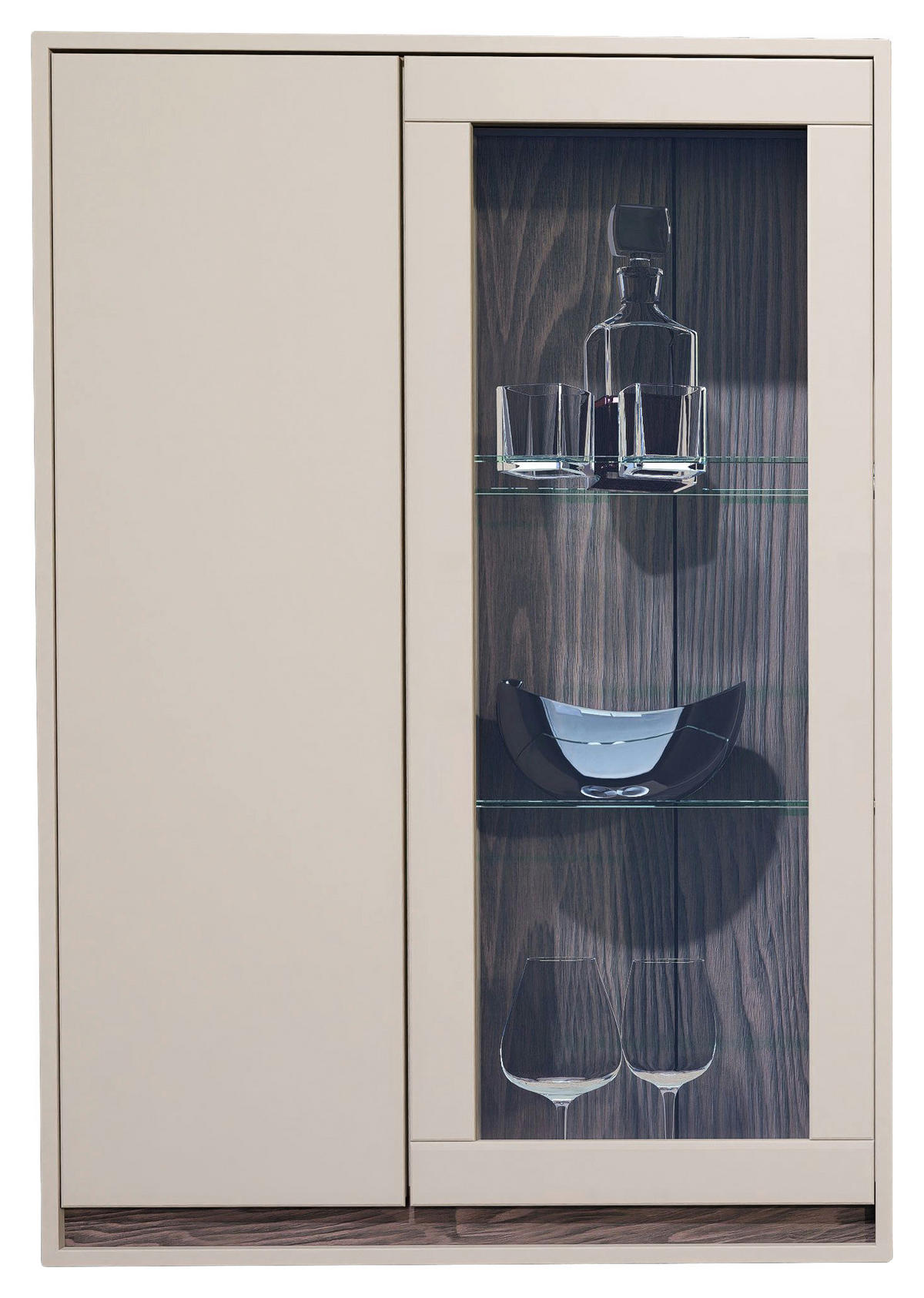 Vitrină Suspendată  in culoare lemn de nuc, cașmir  - cașmir/culoare lemn de nuc, Design, sticlă/material pe bază de lemn (78/113/36cm) - Hom`in