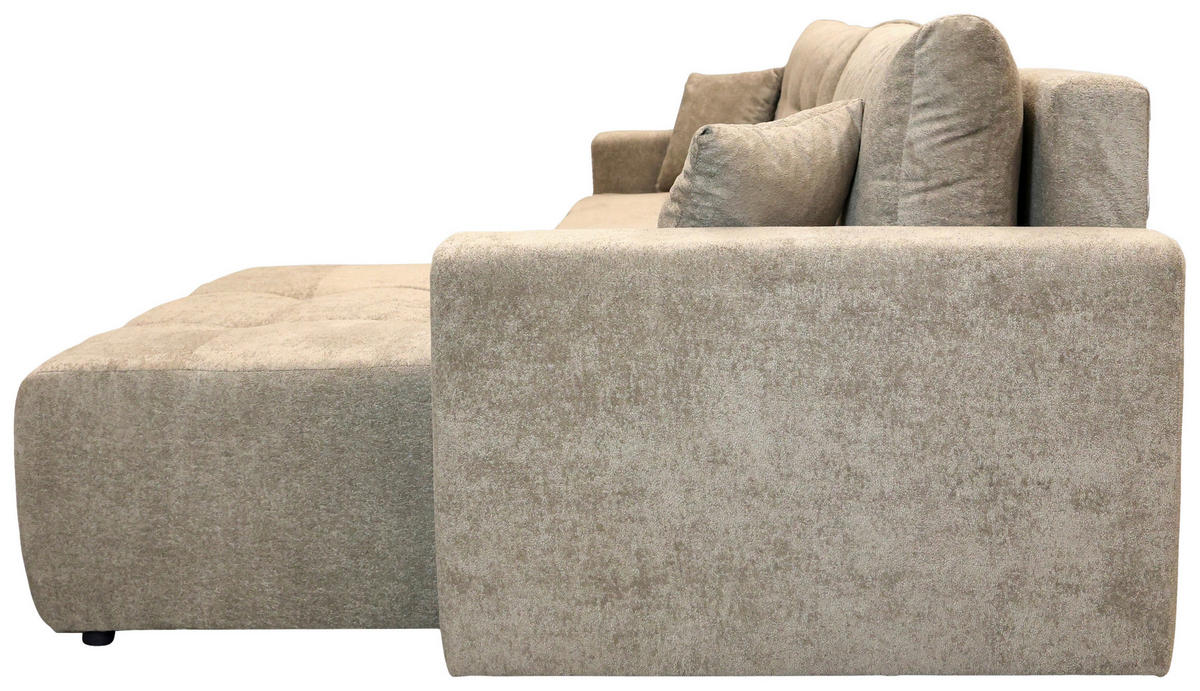 ECKSOFA LAGUNA Braun Frottee  - Schwarz/Braun, Design, Kunststoff/Textil (260/143cm) - MID.YOU