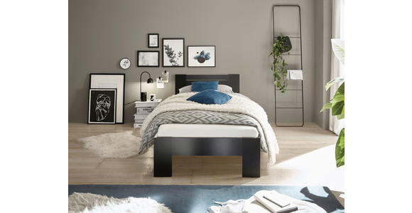 BETT 90/200 cm in Schwarz - Schwarz, KONVENTIONELL, Holzwerkstoff (90/200cm) - Carryhome