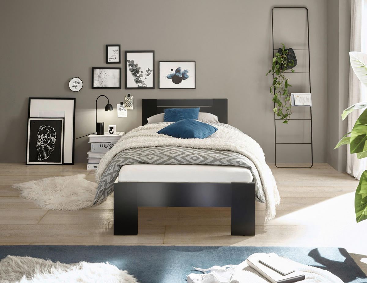 BETT 90/200 cm  in Schwarz  - Schwarz, KONVENTIONELL, Holzwerkstoff (90/200cm) - Carryhome