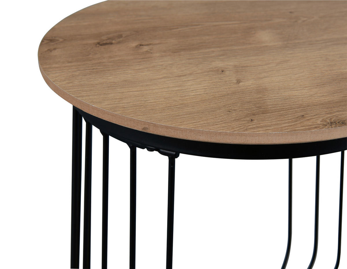 BEISTELLTISCH 35/35/40 cm Schwarz, Eiche Artisan rund  - Schwarz/Eiche Artisan, MODERN, Holzwerkstoff/Metall (35/35/40cm) - Milino