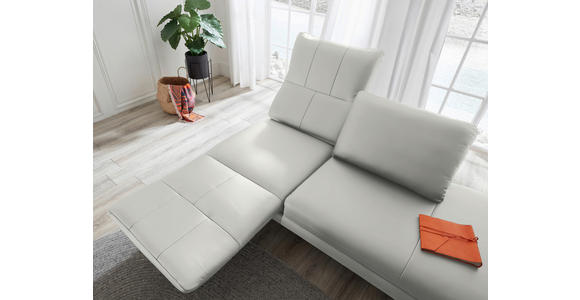 RÉCAMIERE in Echtleder Hellgrau - Chromfarben/Hellgrau, Design, Leder/Metall (209/85-109/95-16cm) - Dieter Knoll