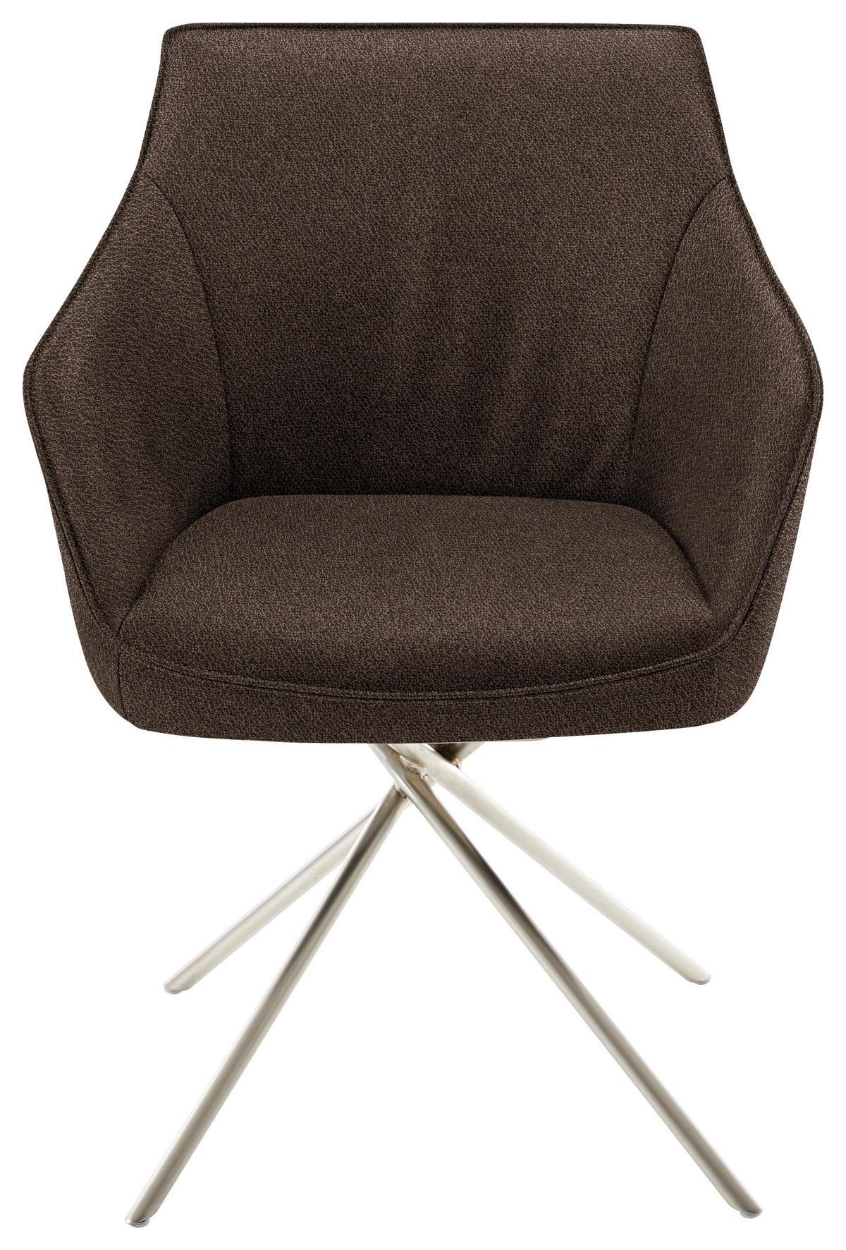 ARMLEHNSTUHL  in Nickel Flachgewebe  - Edelstahlfarben/Braun, Design, Textil/Metall (60/84/67cm) - Koinor