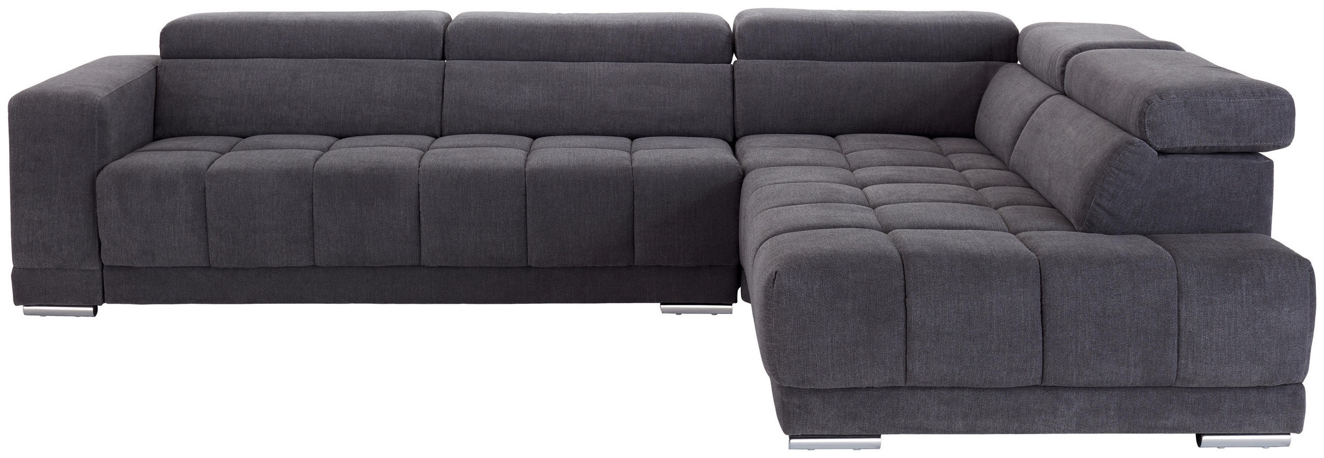ECKSOFA  Webstoff Grau  - Silberfarben/Grau, Modern, Textil/Metall (299/212cm) - Livetastic