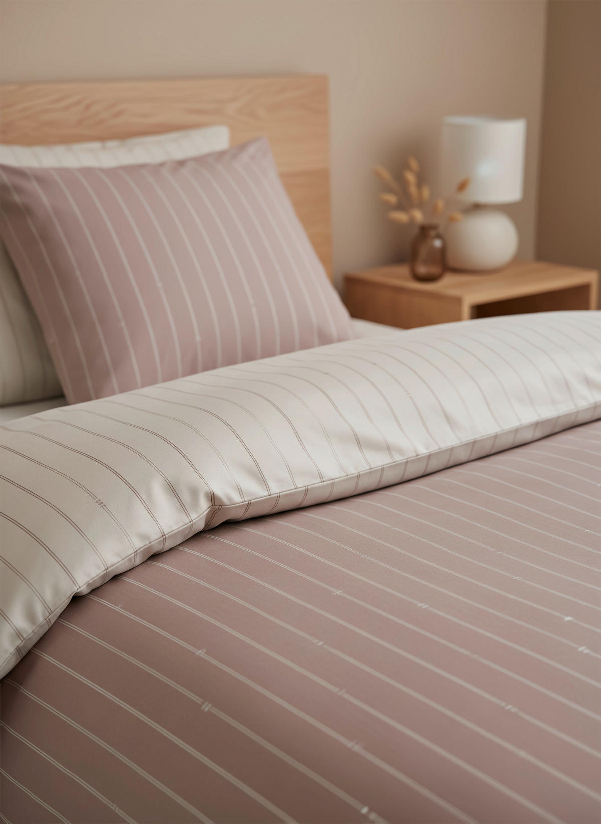 VÄNDBART PÅSLAKANSET STRIPES DK satin 150/210 cm  - beige, Design, textil (150/210cm) - Dieter Knoll