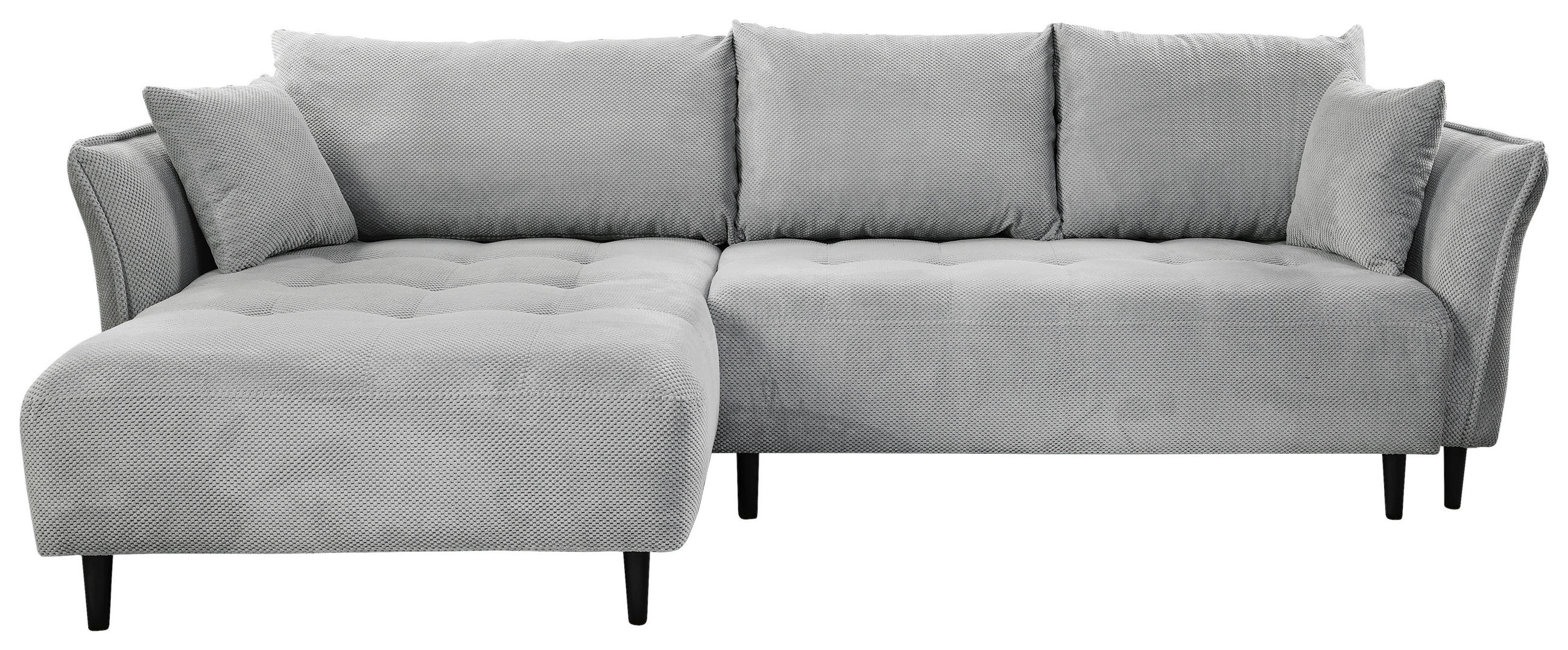 ECKSOFA in Chenille Hellgrau  - Hellgrau/Schwarz, Konventionell, Holz/Textil (160/290cm) - MID.YOU