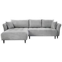 ECKSOFA in Chenille Hellgrau  - Hellgrau/Schwarz, Konventionell, Holz/Textil (160/290cm) - MID.YOU