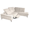 ECKSOFA Beige Webstoff Rücken echt, Relaxfunktion  - Beige/Schwarz, KONVENTIONELL, Textil/Metall (288/225cm) - Carryhome