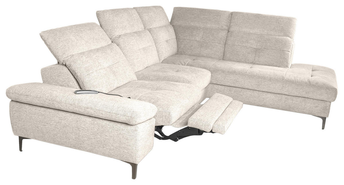 ECKSOFA Beige Webstoff  - Beige/Schwarz, KONVENTIONELL, Textil/Metall (288/225cm) - Carryhome