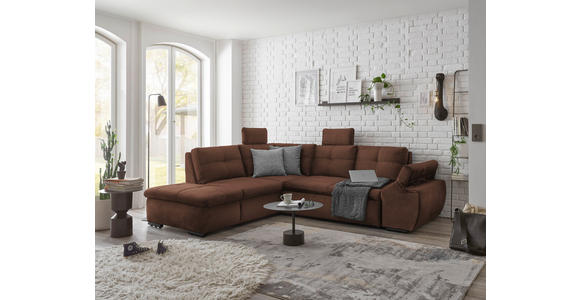 ECKSOFA in Mikrovelours Kupferfarben - Schwarz/Kupferfarben, KONVENTIONELL, Kunststoff/Textil (217/265cm) - Carryhome