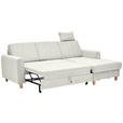 ECKSOFA Hellgrau Flachgewebe Bettkasten, Schlaffunktion, Rücken echt, Kopfstütze, Liegefläche im Originalstoff  - Buchefarben/Hellgrau, KONVENTIONELL, Holz/Textil (241/166cm) - Carryhome
