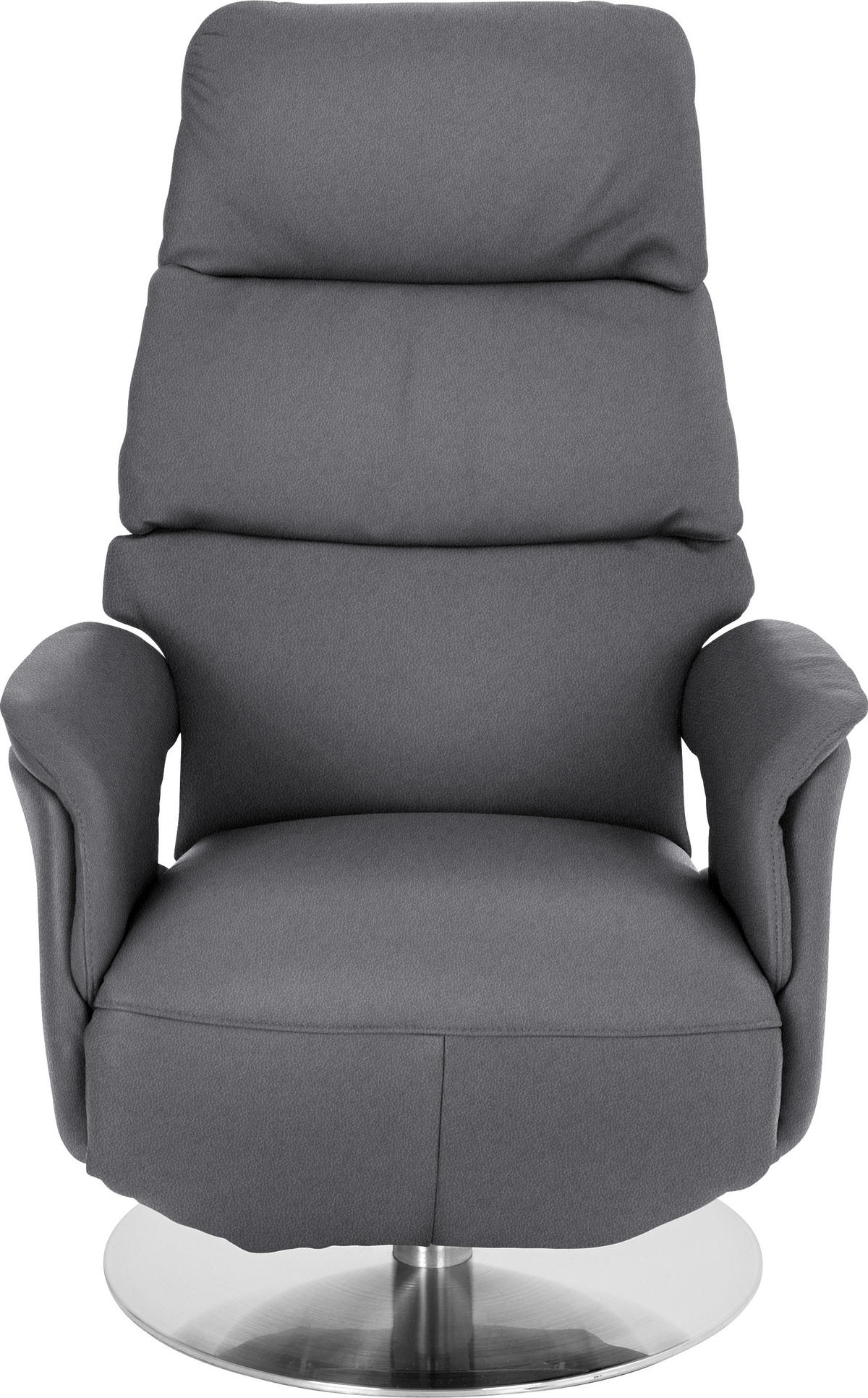 RELAXSESSEL Echtleder Relaxfunktion    - Grau, Design, Leder/Metall (71/112/80cm) - Welnova