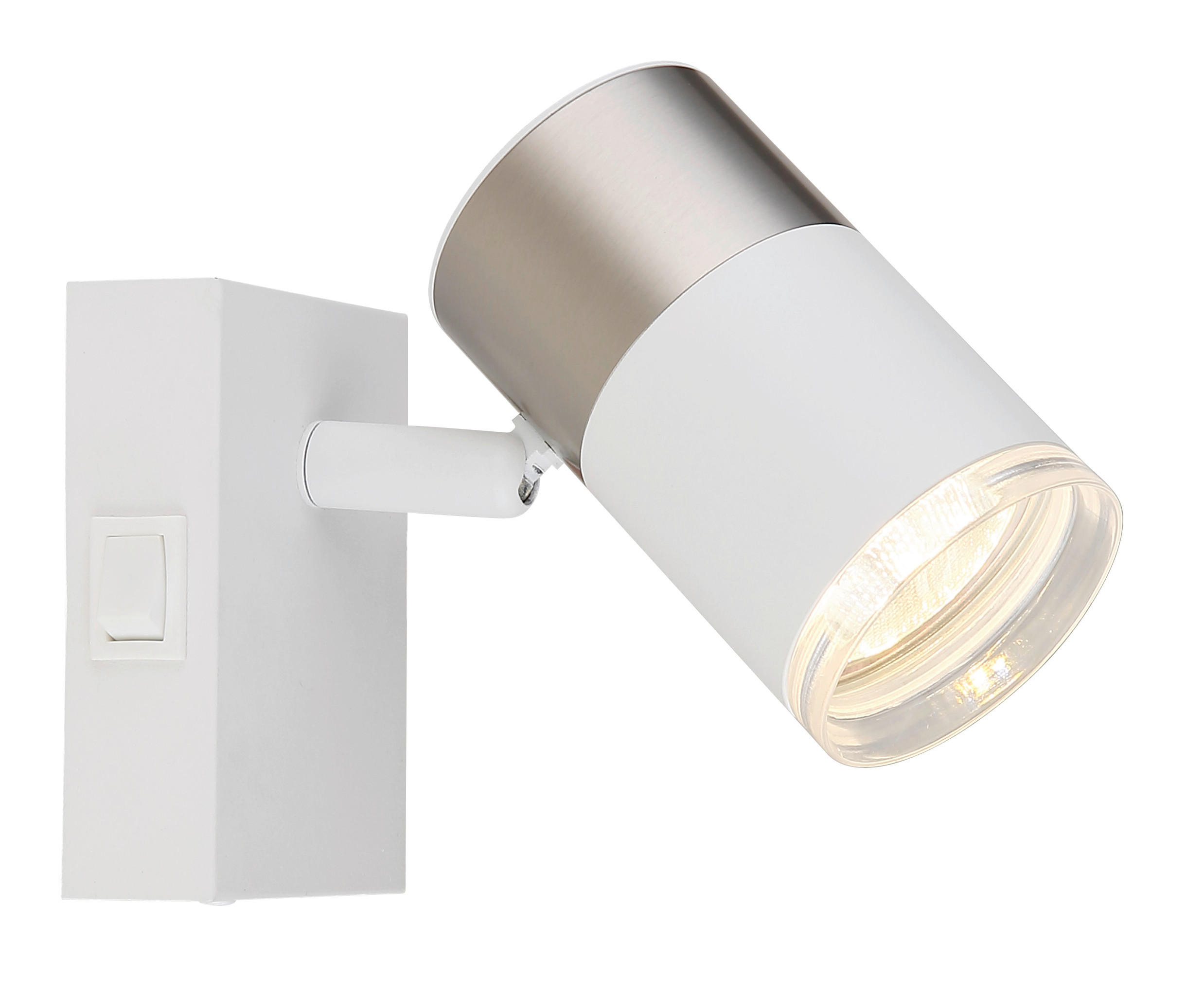 BODOVÉ SVÍTIDLO, 25 W/GU10, 7/9 cm  - bílá/průhledné, Basics, kov/plast (7/9cm) - Globo