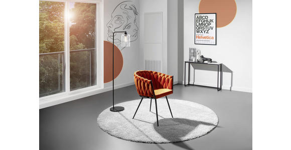 ARMLEHNSTUHL in Aluminium Velours - Schwarz/Orange, LIFESTYLE, Textil/Metall (60/78/55cm) - Landscape