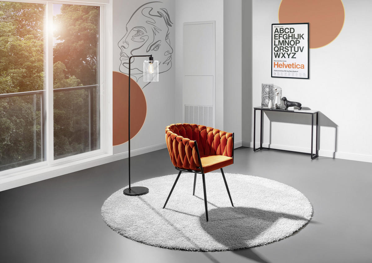 ARMLEHNSTUHL  in Aluminium Velours  - Schwarz/Orange, LIFESTYLE, Textil/Metall (60/78/55cm) - Landscape