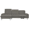 ECKSOFA in Webstoff Grau  - Schwarz/Grau, LIFESTYLE, Textil/Metall (180/310cm) - Valnatura