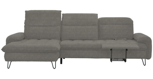 ECKSOFA in Webstoff Grau  - Schwarz/Grau, LIFESTYLE, Textil/Metall (180/310cm) - Valnatura