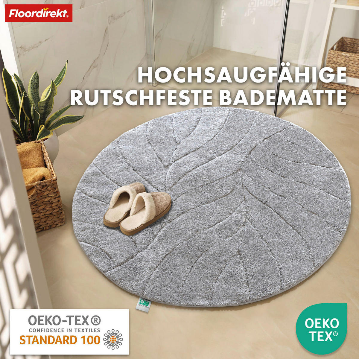 BADEMATTE Maris Silberfarben 120 cm  - Silberfarben, Basics, Kunststoff/Textil (120cm) - Floordirekt