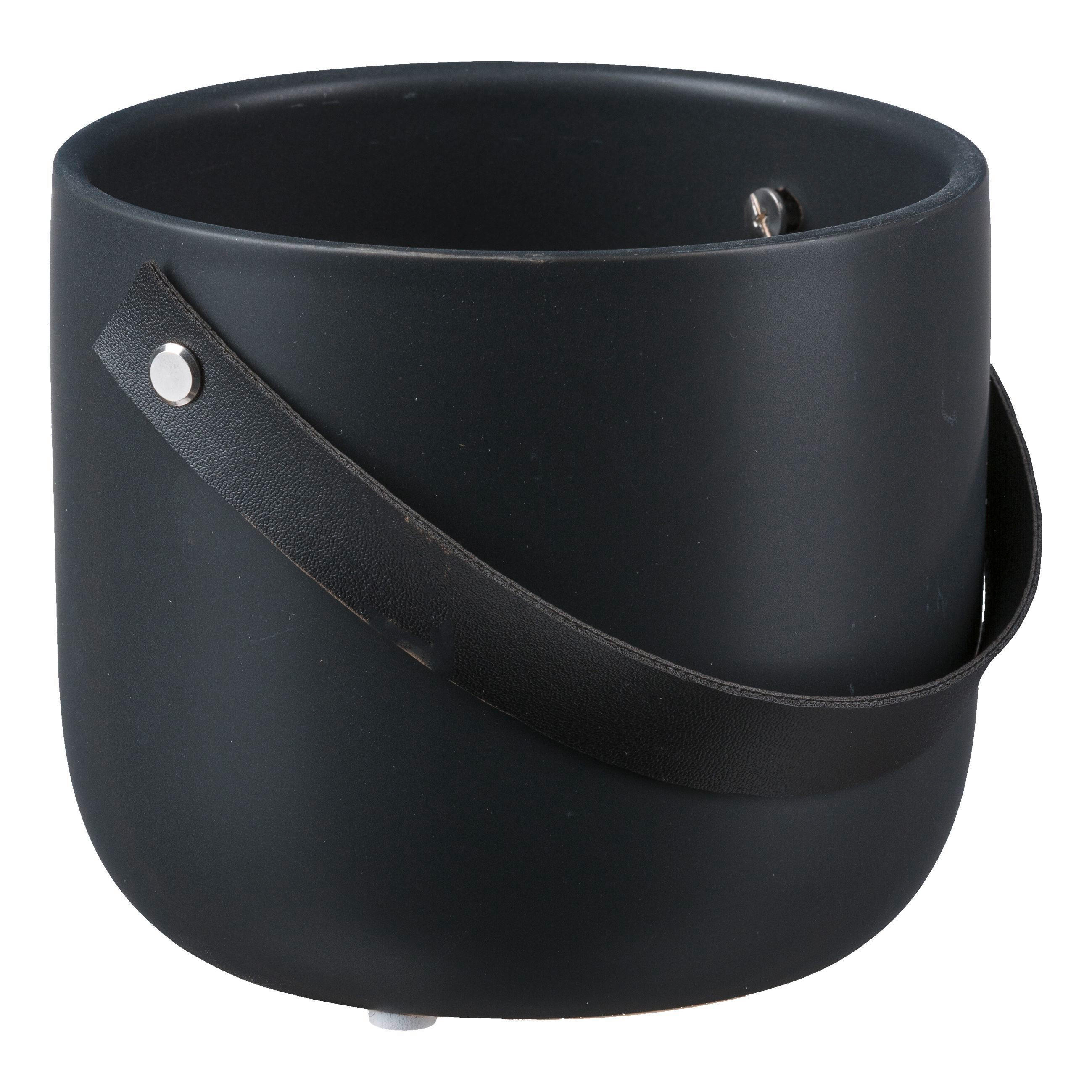 ÜBERTOPF   - Schwarz, Basics, Leder/Keramik (14/12/14cm)