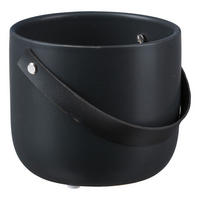 ÜBERTOPF   - Schwarz, Basics, Leder/Keramik (14/12/14cm)