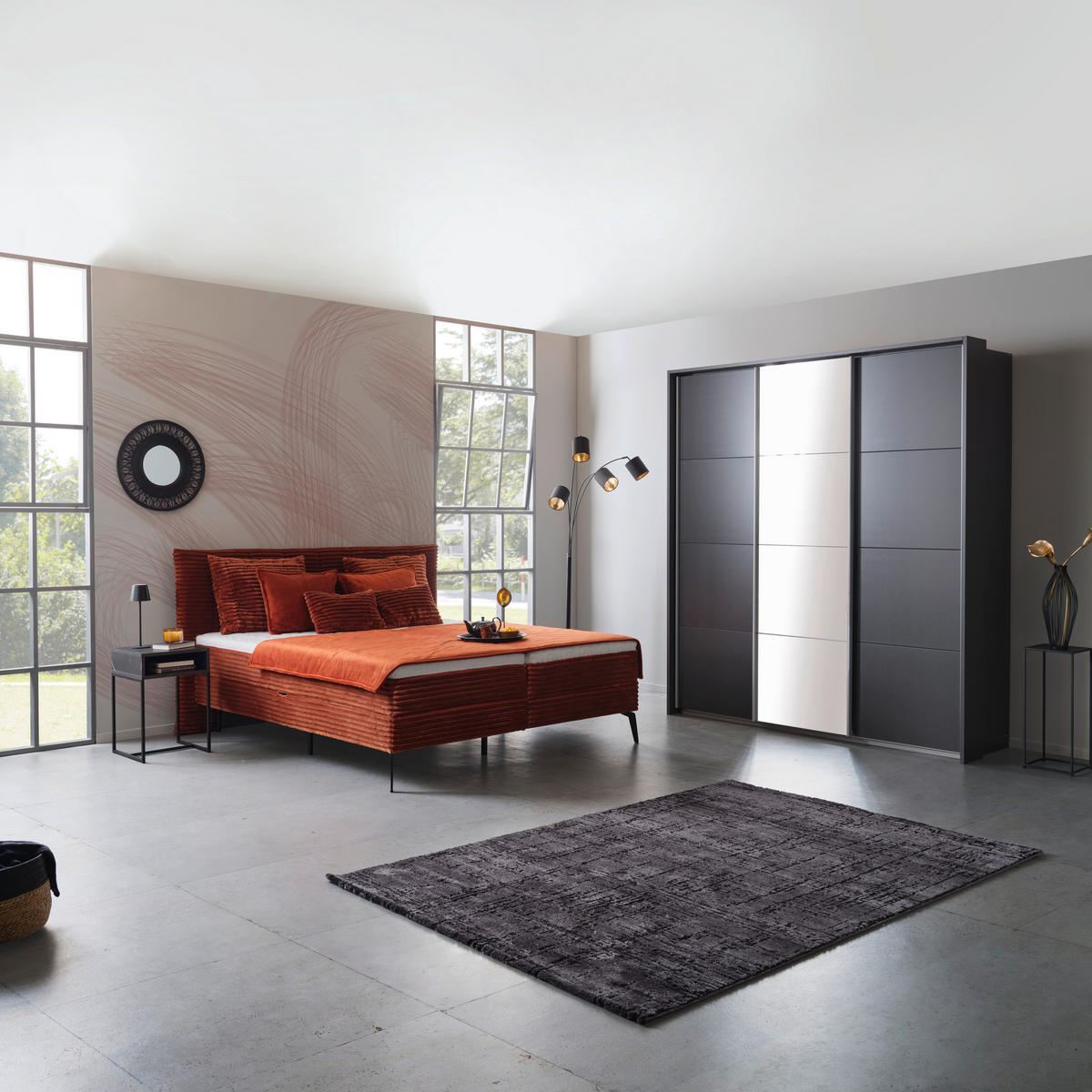 SCHWEBETÜRENSCHRANK 203/229/62 cm 3-türig Grau  - Alufarben/Grau, MODERN, Holzwerkstoff/Metall (203/229/62cm) - Luca Bessoni