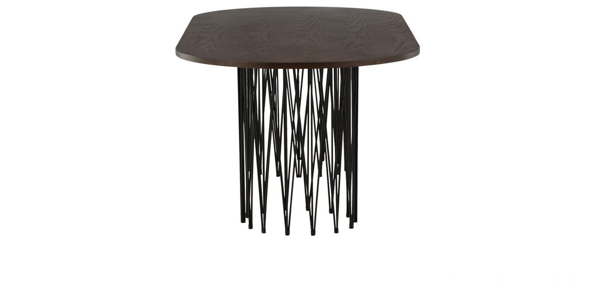 ESSTISCH furniert oval Schwarz, Dunkelbraun  - Dunkelbraun/Schwarz, Design, Holz/Metall (220/100/74cm) - Livetastic