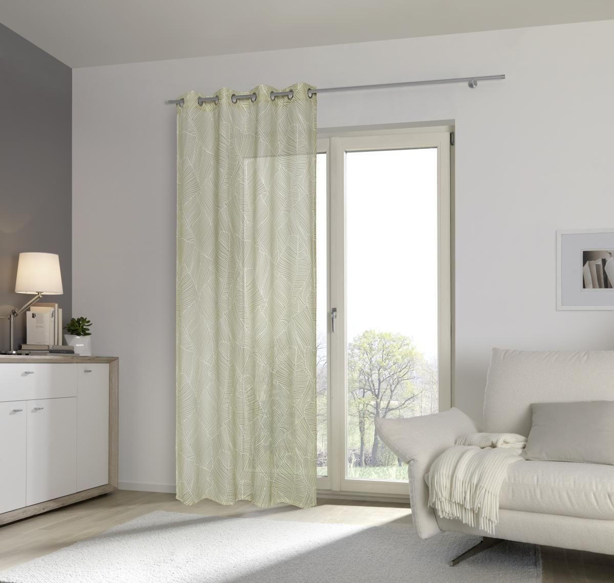ZAVESA Z OBROČKI AURORA  pol prosojno  135/245 cm   - zelena, Design, tekstil (135/245cm) - Esposa