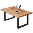 COUCHTISCH Eiche massiv 110/70/45 cm rechteckig Schwarz, Eichefarben  - Eichefarben/Schwarz, Design, Holz/Metall (110/70/45cm) - Linea Natura