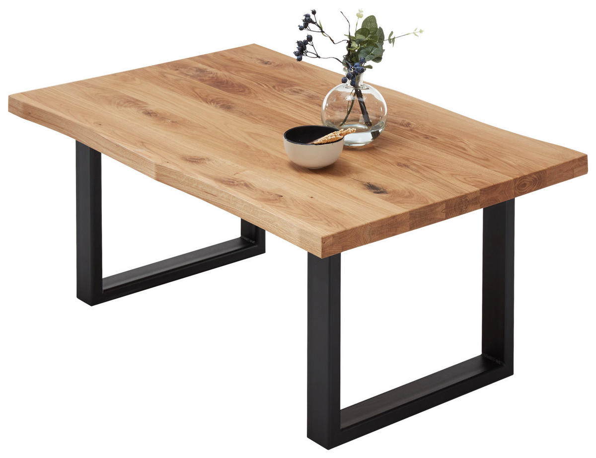 KONFERENČNÍ STOLEK, černá, barvy dubu, dřevo, kov, 110/70/45 cm - černá/barvy dubu, Design, kov/dřevo (110/70/45cm) - Linea Natura