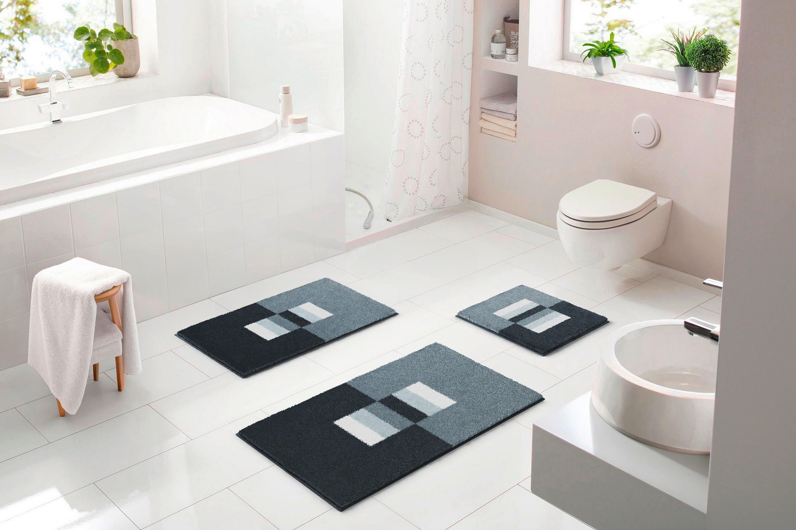KOUPELNOVÁ PŘEDLOŽKA, 60/90 cm - šedá, Basics, textil/plast (60/90cm) - Grund