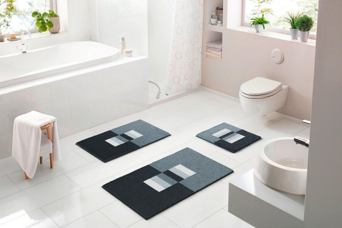 BADEMATTE Grund Grau 60/90 cm  - Grau, Basics, Kunststoff/Textil (60/90cm) - Grund
