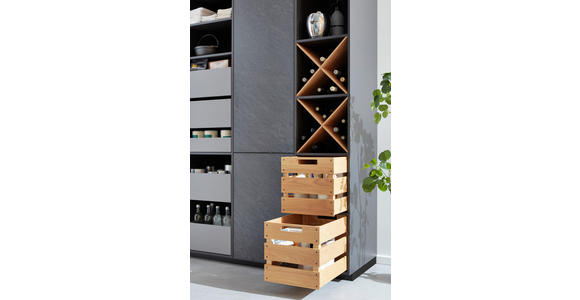 EINBAUKÜCHE   - Schieferfarben/Eschefarben, Basics, Holzwerkstoff - Novel