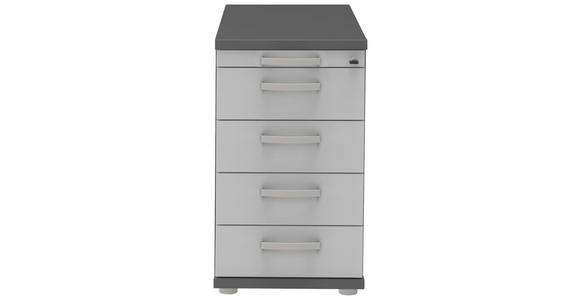 ANSTELLCONTAINER Anthrazit, Alufarben, Hellgrau - Anthrazit/Hellgrau, KONVENTIONELL, Holzwerkstoff/Metall (43/72-80/80cm) - Moderano