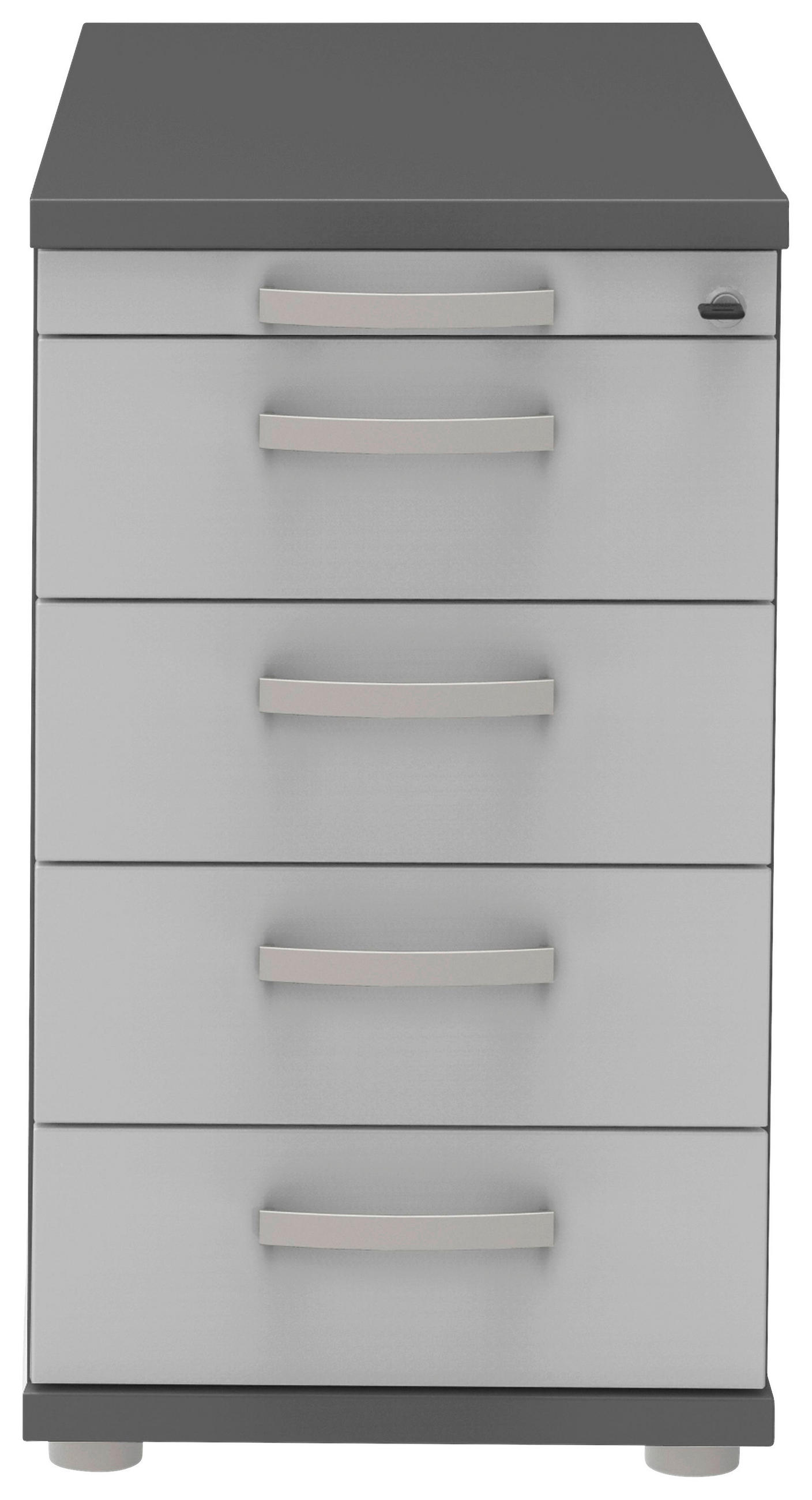 ANSTELLCONTAINER Anthrazit, Alufarben, Hellgrau  - Anthrazit/Hellgrau, KONVENTIONELL, Holzwerkstoff/Metall (43/72-80/80cm) - Moderano